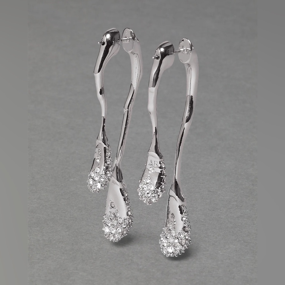 ALEXIS BITTAR • Solanales Crystal Front Back Double Drop Earrings - Silver - Picture 4 of 14